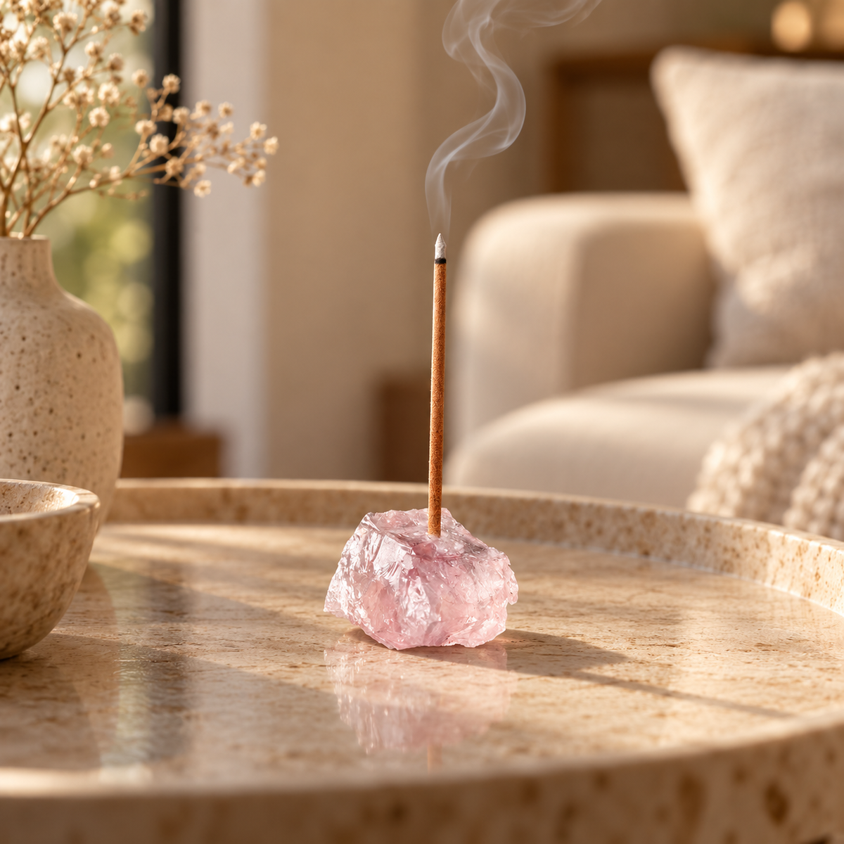 Rose Quartz Incense Holder