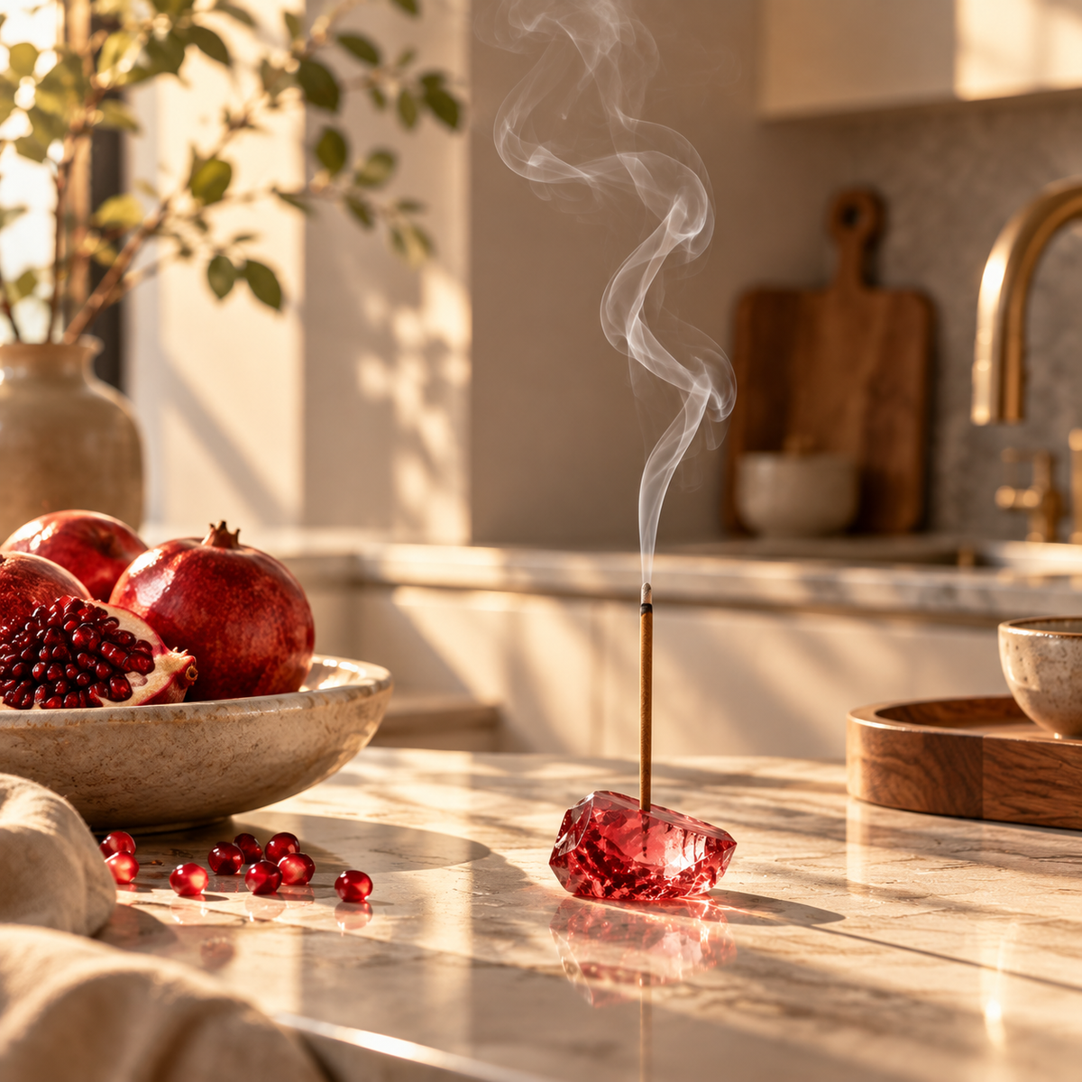 Red Crystal Incense Holder