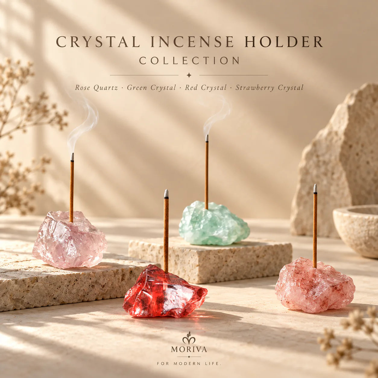 MORIVA crystal incense holder collection